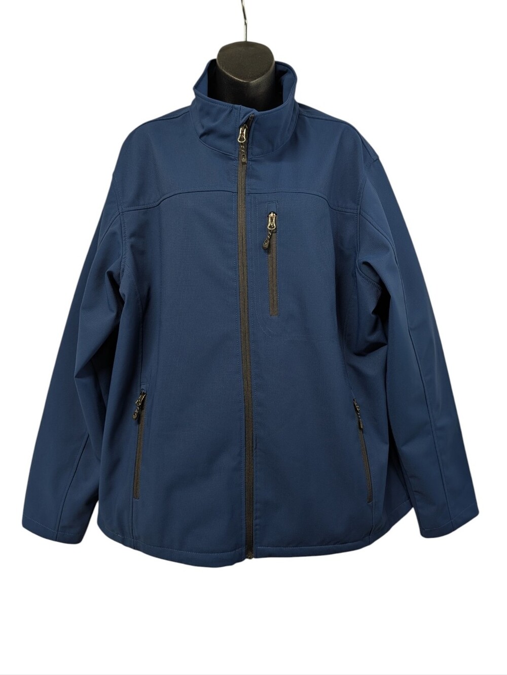 Swiss Tech Men Blue Softshell Jacket Size XL Fleece Lined Full Zip Outdoor